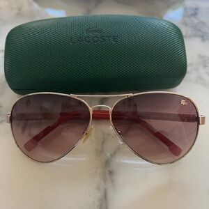 Lacoste Gold Aviator Sunglasses with Green Case